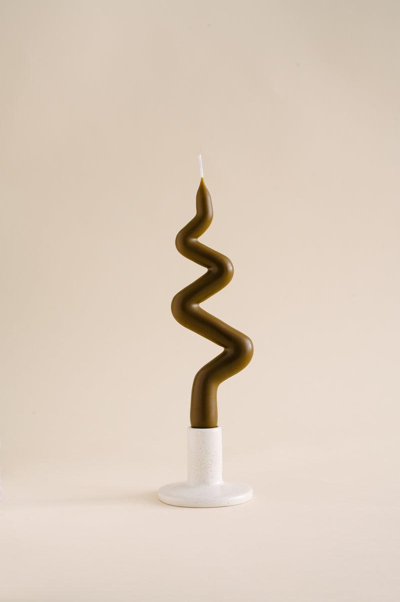 Hand-dipped beeswax zigzag candle